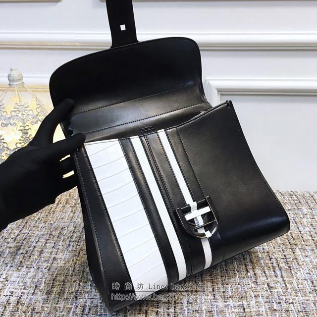 DELVAUX女包 Delvaux BL系列 黑色box皮 白色蜥蜴紋與鱷魚紋 德爾沃女手提包 Dv0028黑色動物紋  fcs1094